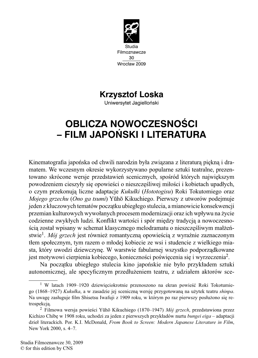 Oblicza Nowoczesnoœci – Film Japoñski I Literatura