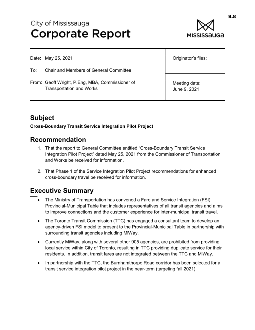 Cross-Boundary Transit Service Integration Pilot Project