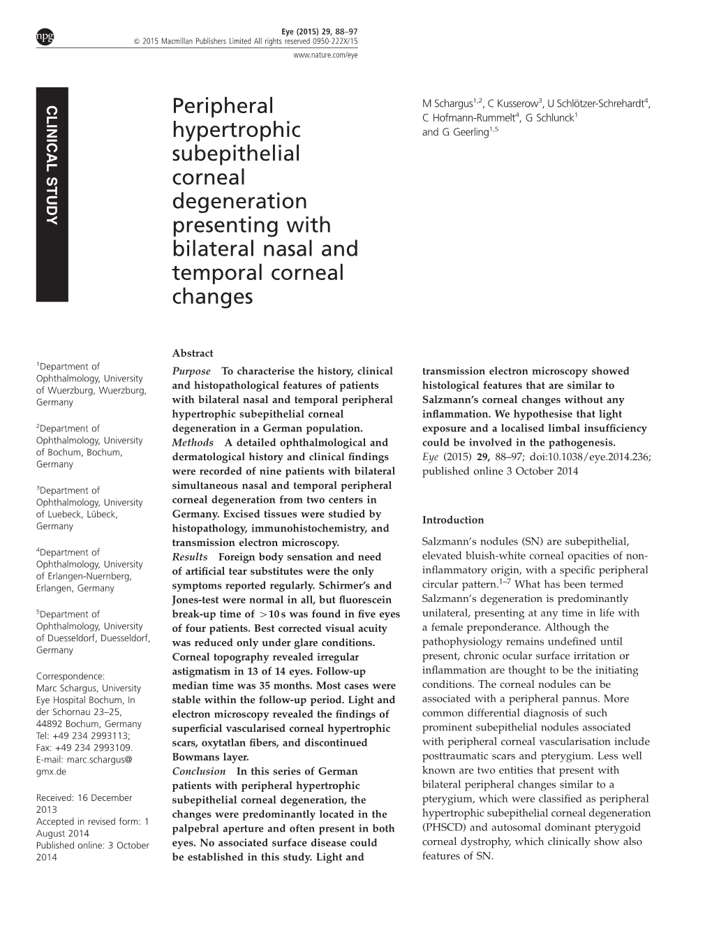 Peripheral Hypertrophic Subepithelial Corneal Degeneration Presenting