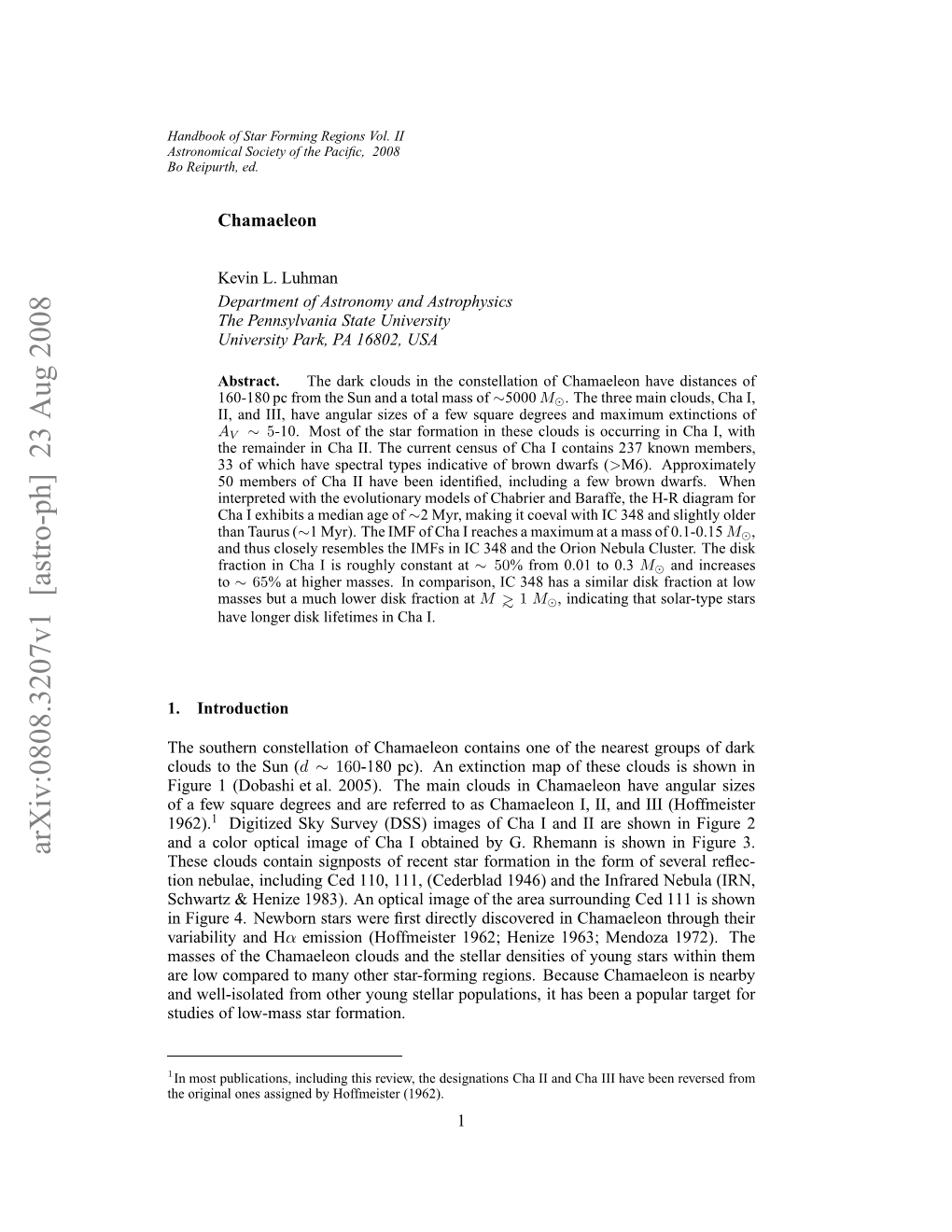 Arxiv:0808.3207V1 [Astro-Ph] 23 Aug 2008 Nfgr .Nwonsaswr Rtdrcl Icvrdi C in Discovered Directly H ﬁrst Were and Surroun Stars Variability Area Newborn the of 4