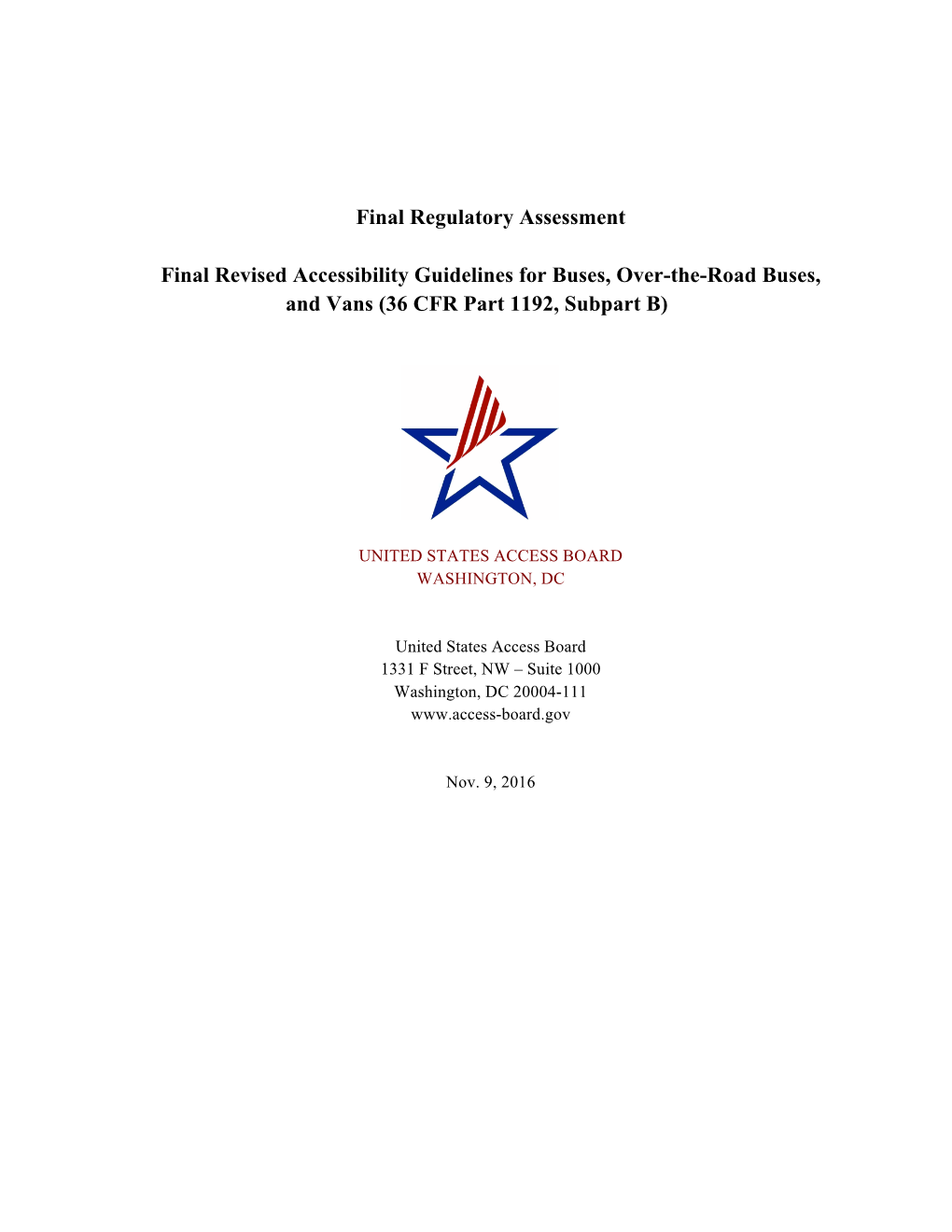 Final Regulatory Assessment Final Revised