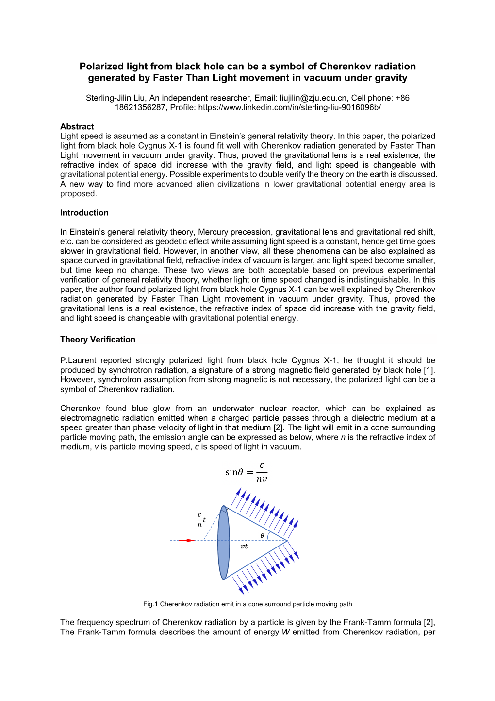 Polarized Light from Black Hole Can Be a Symbol of Cherenkov Radiation Generated by Faster Than Light Movement in Vacuum Under Gravity