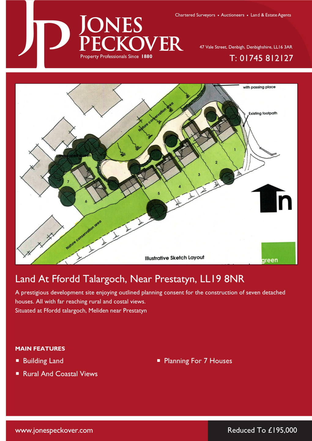 Land at Ffordd Talargoch, Near Prestatyn, LL19 8NR a Prestigious Development Site Enjoying Outlined Planning Consent for the Construction of Seven Detached Houses