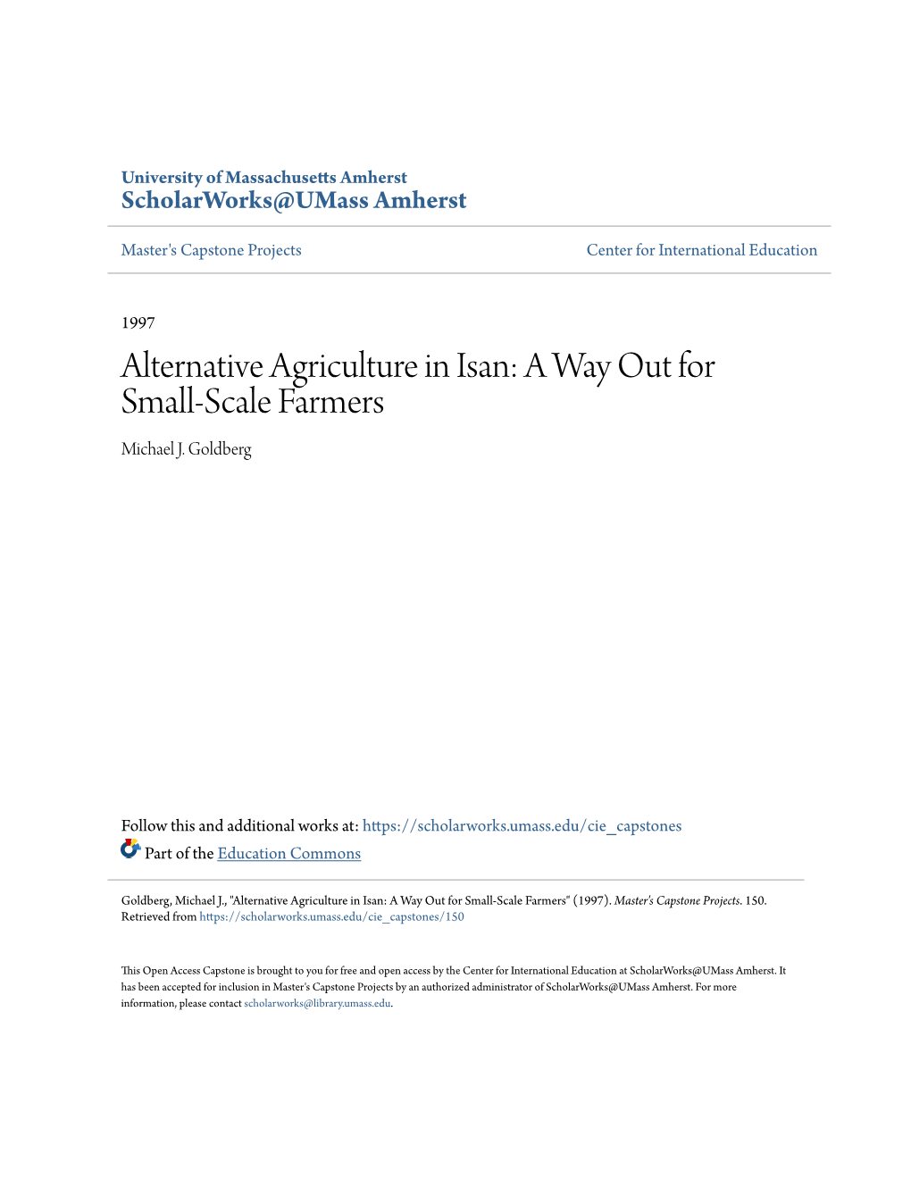 Alternative Agriculture in Isan: a Way out for Small-Scale Farmers Michael J