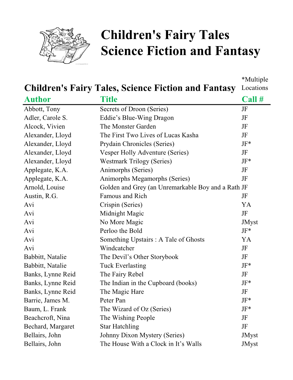 Children's Fairy Tales Science Fiction and Fantasy