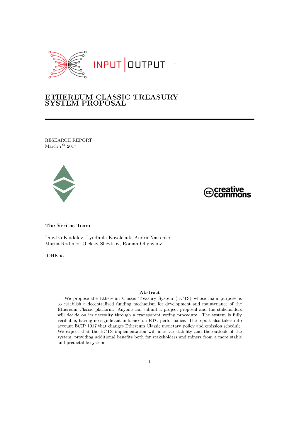 Ethereum Classic Treasury System Proposal