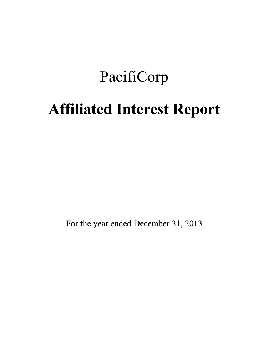 Pacificorp Affiliated Interest Report