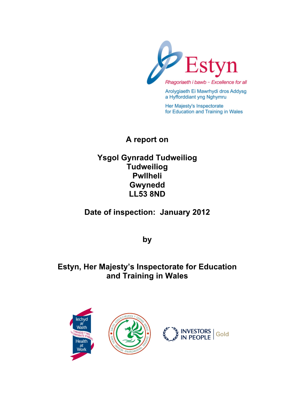 Inspection Report Ysgol Gynradd Tudweiliog ENG 2012