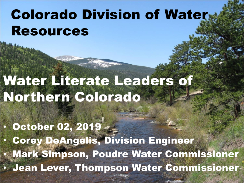 Overview of the Colorado Division of Water Resources