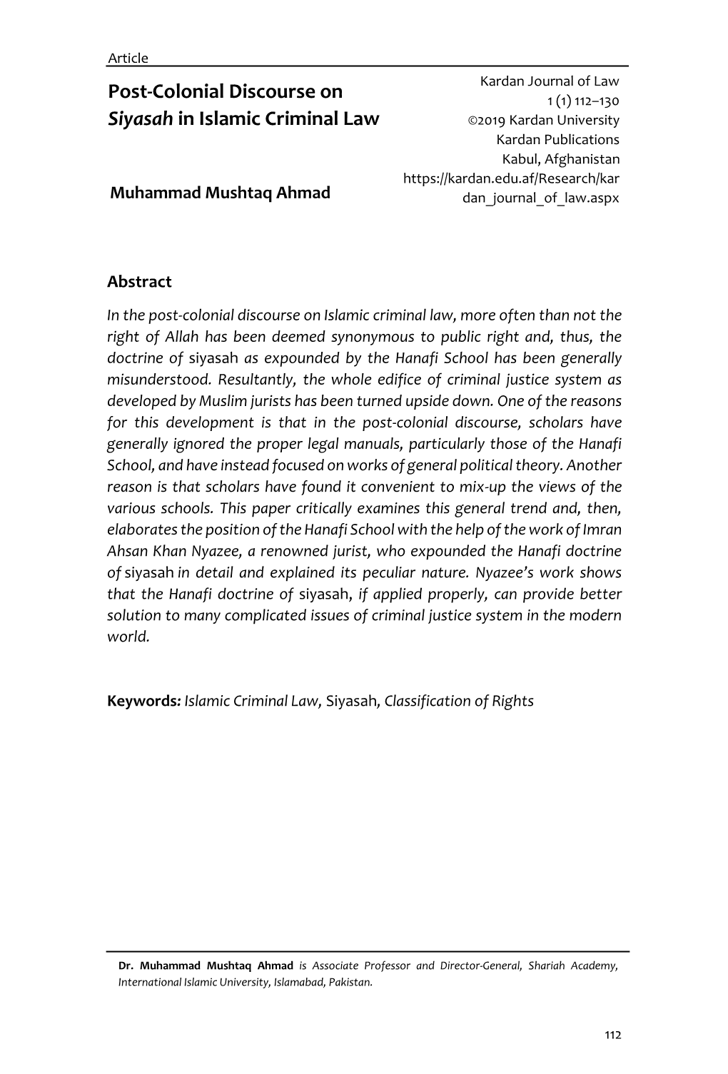 Post-Colonial Discourse on Siyasah in Islamic