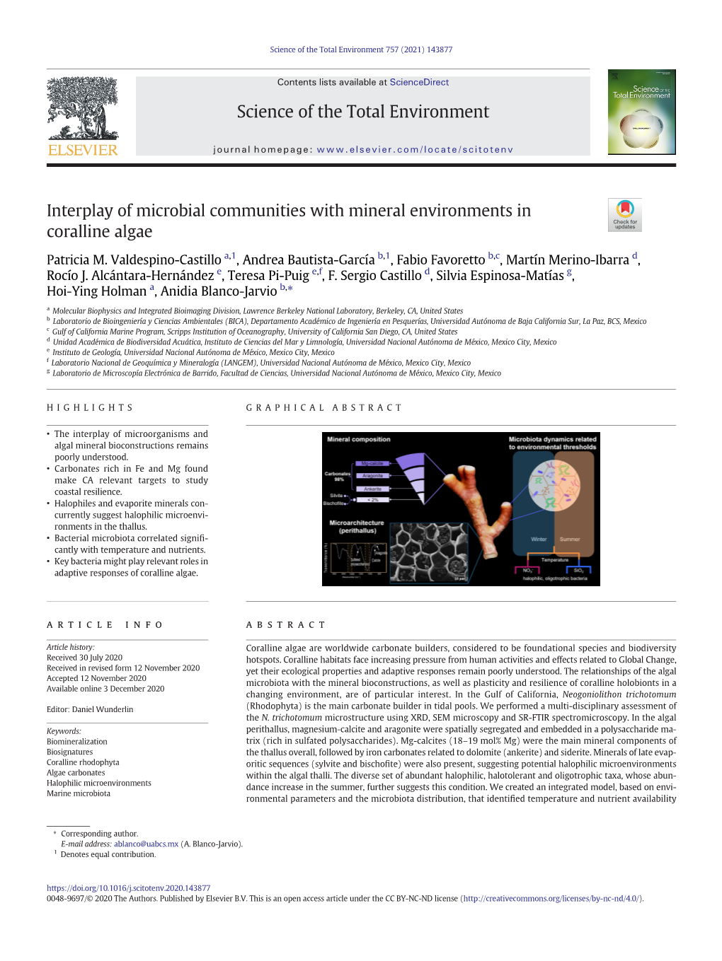 Interplay of Microbial Communities with Mineral Environments in Coralline Algae