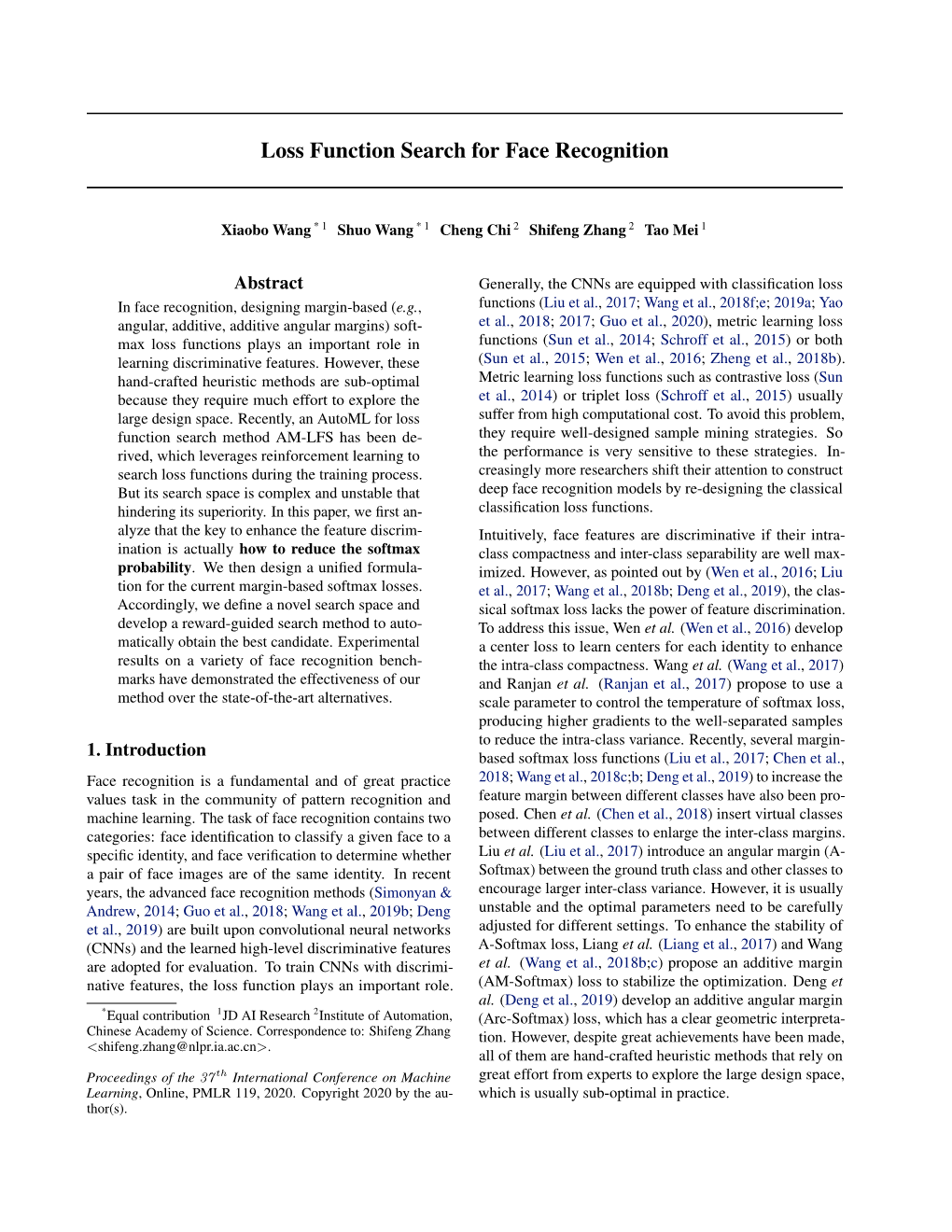 Loss Function Search for Face Recognition