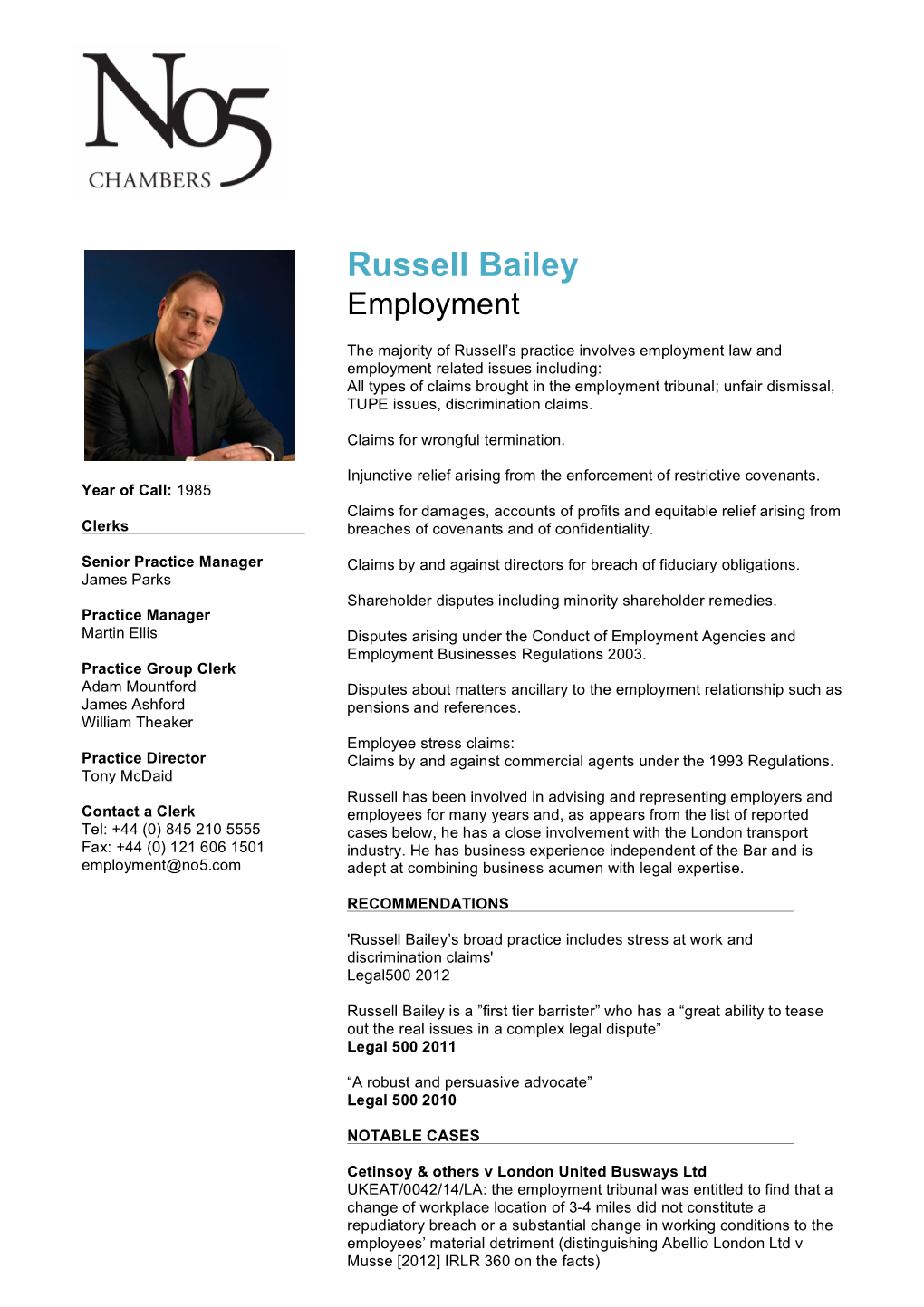 Russell Bailey Employment