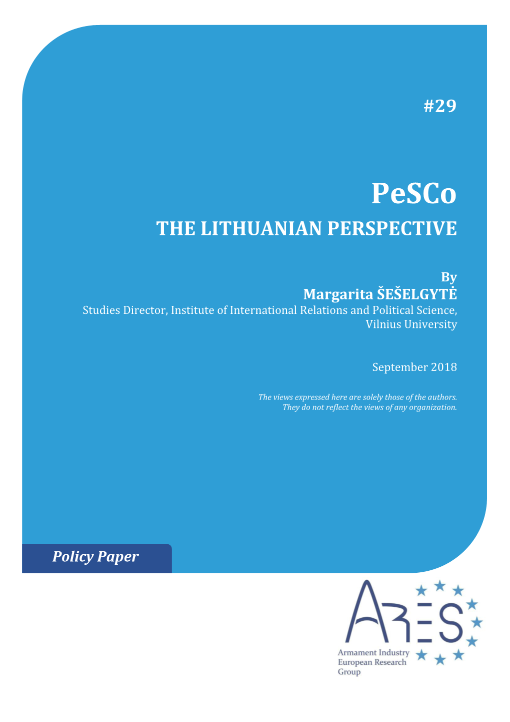 Pesco: the Lithuanian Perspective / September 2018