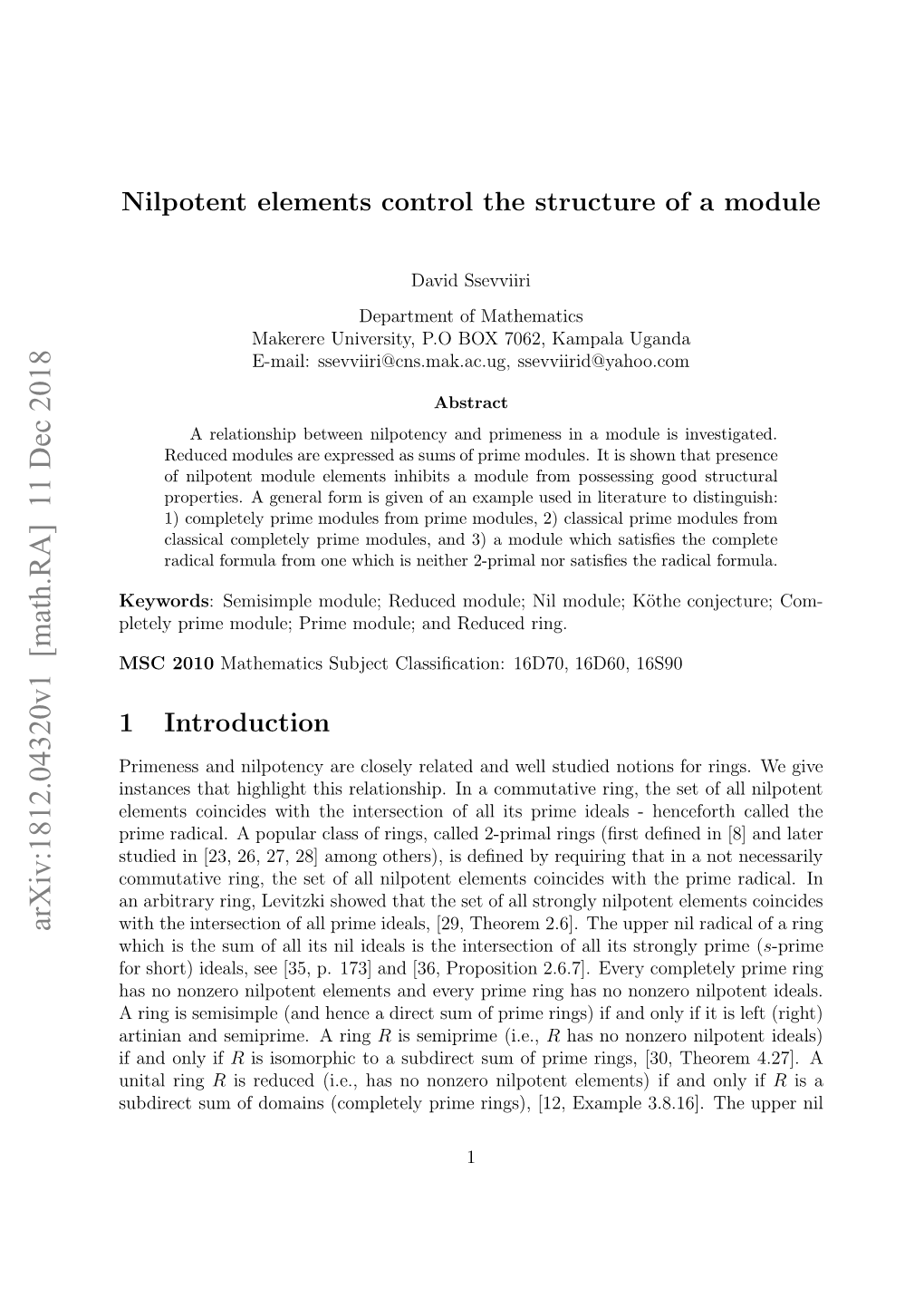 Nilpotent Elements Control the Structure of a Module