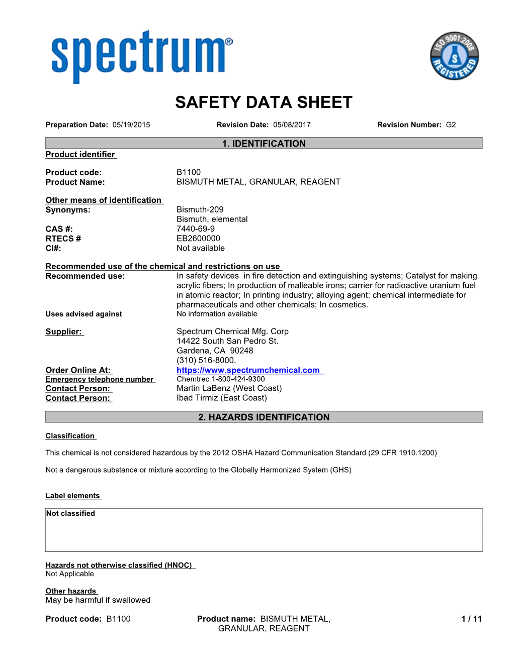 Safety Data Sheet