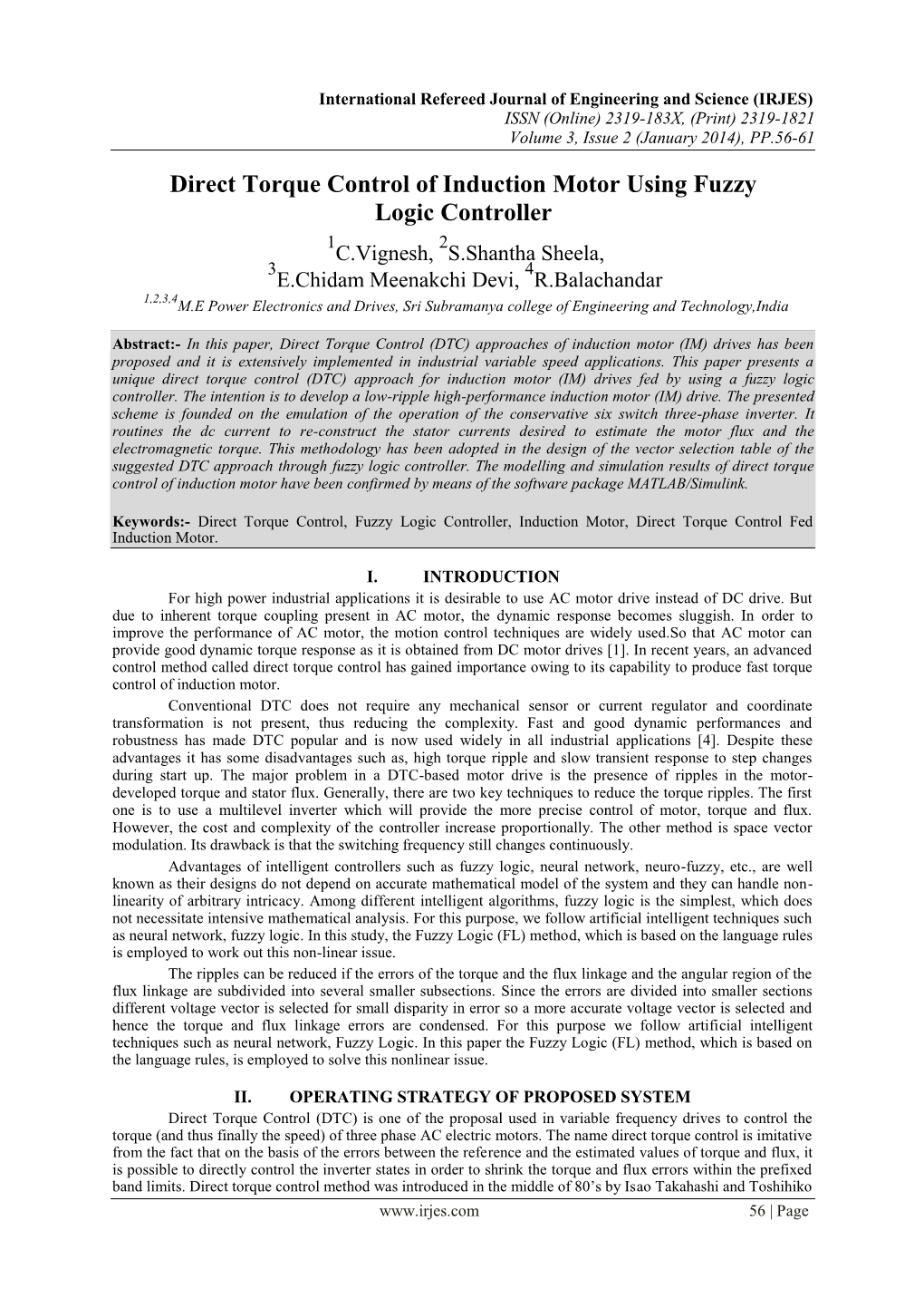 Direct Torque Control of Induction Motor Using Fuzzy Logic Controller