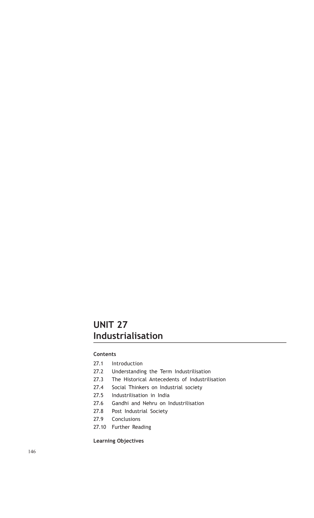 UNIT 27 Industrialisation