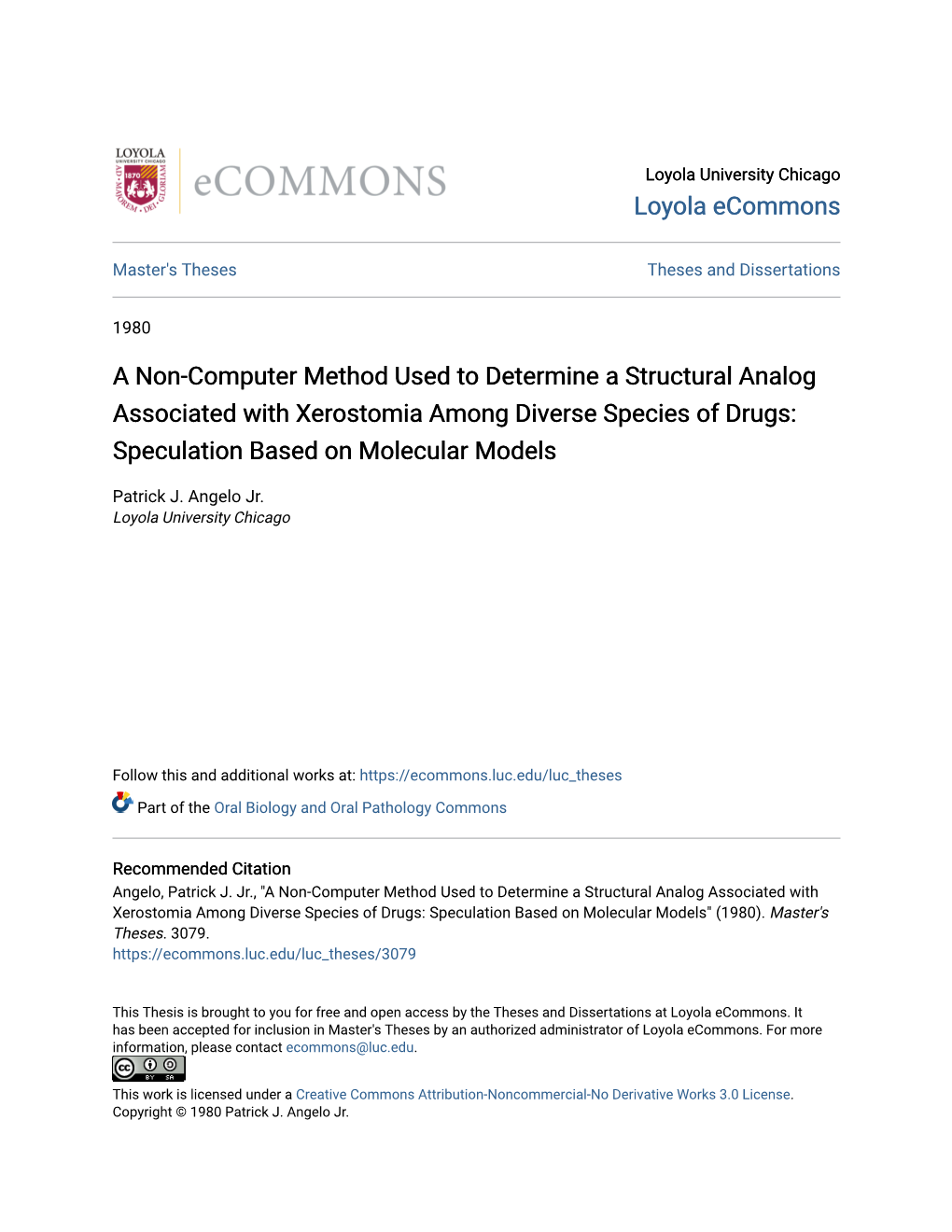 A Non-Computer Method Used to Determine a Structural Analog Associated with Xerostomia Among Diverse Species of Drugs: Speculation Based on Molecular Models