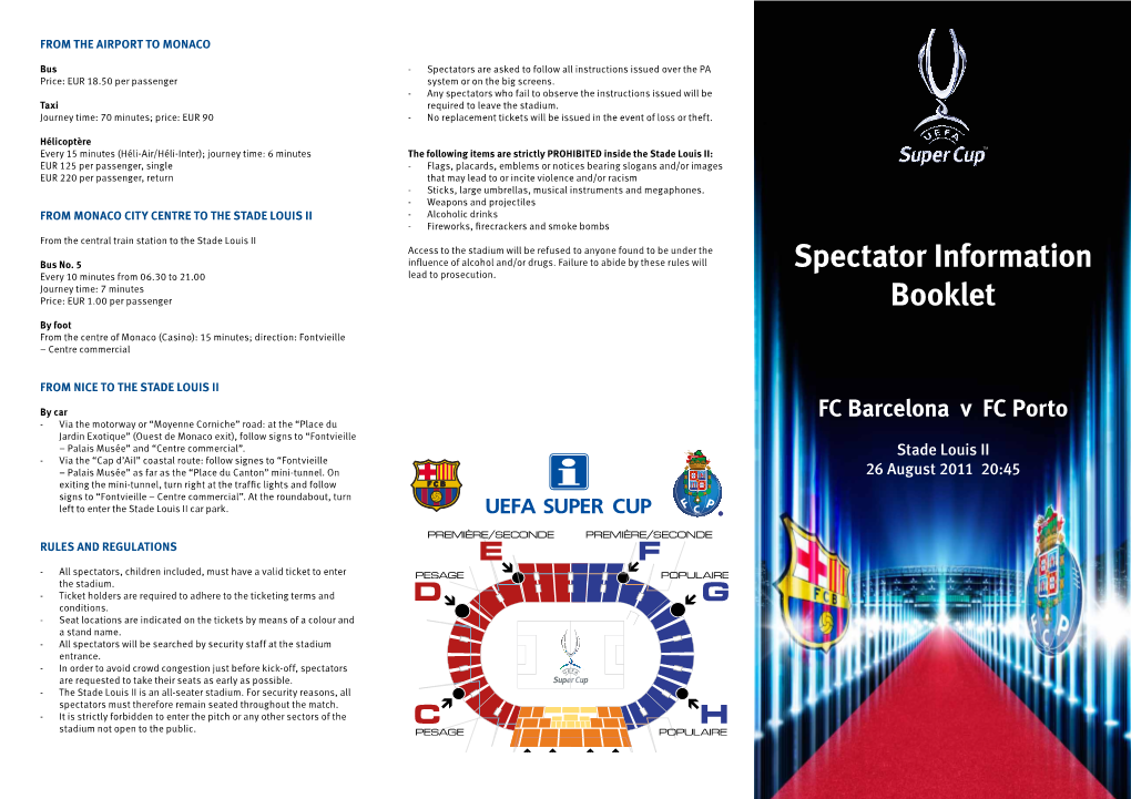 Spectator Information Booklet FC Barcelona V FC Porto