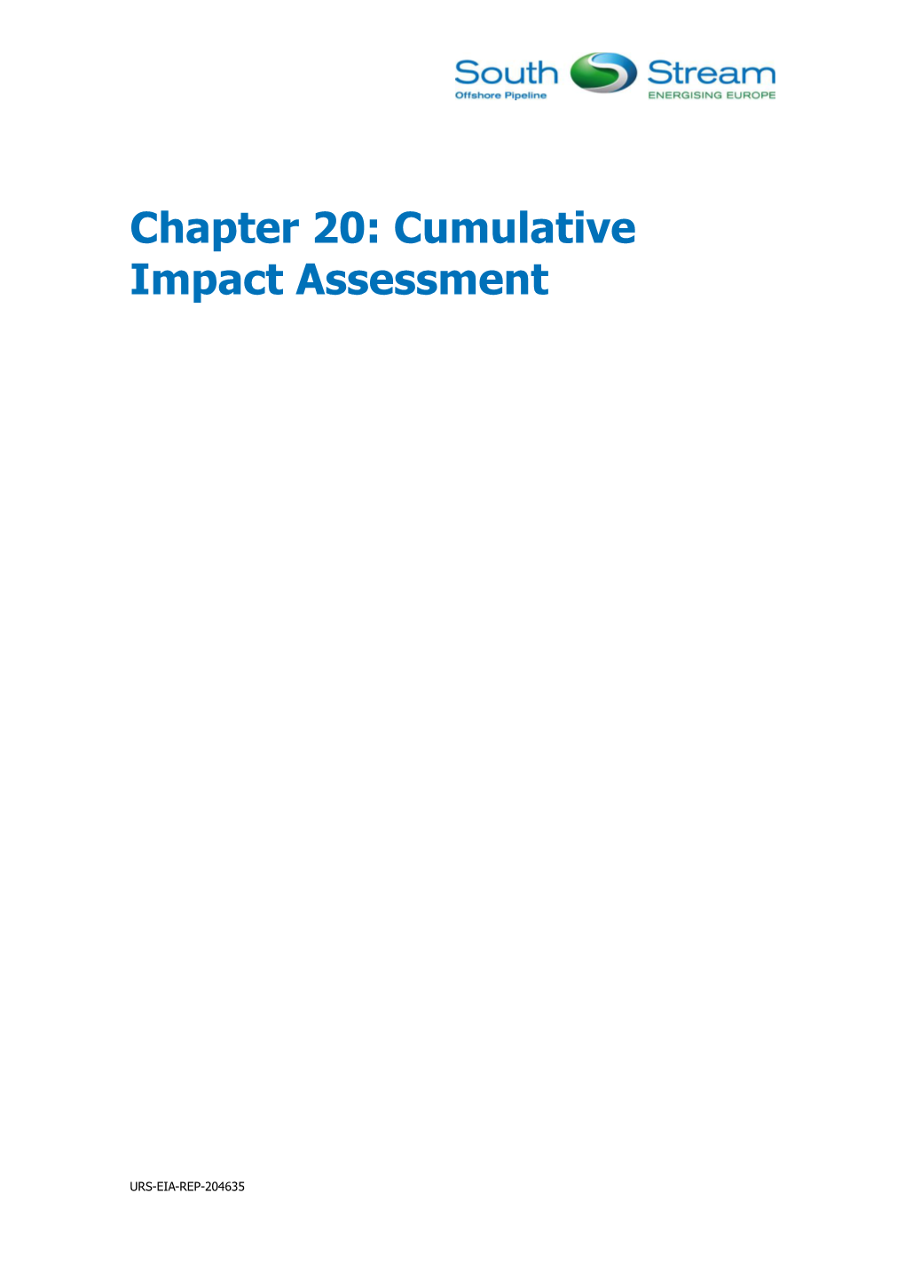 Chapter 20: Cumulative Impact Assessment