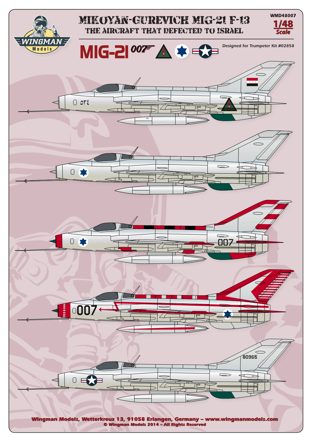 Mig-21 F-13 WMD48007 the Aircraft That Defected to Israel MIG-21 Designed for Trumpeter Kit #02858