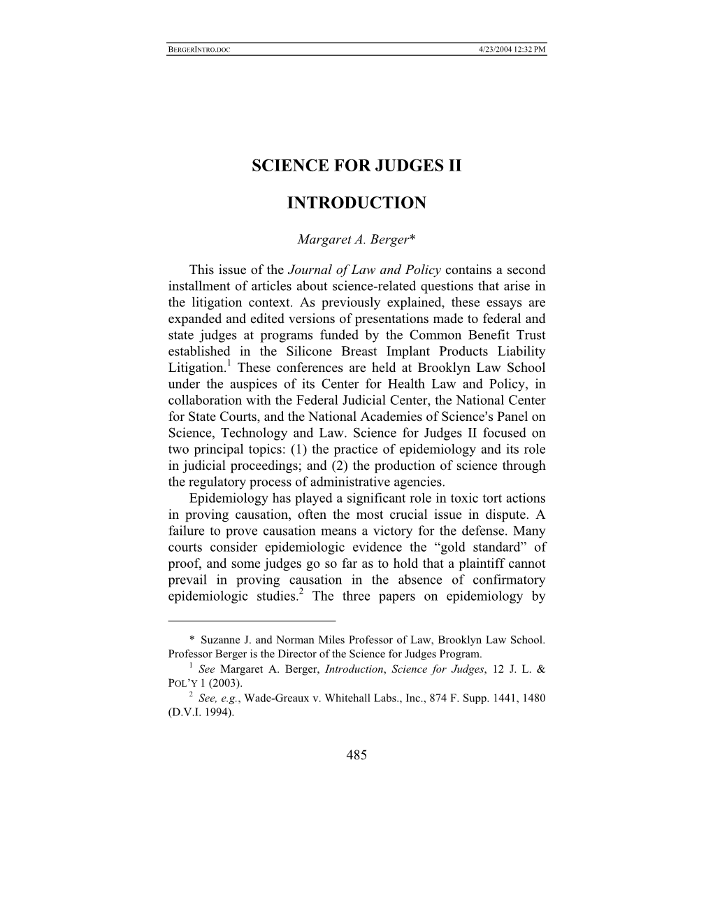 Science for Judges Ii