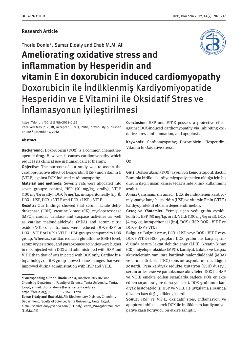 Ameliorating Oxidative Stress and Inflammation by Hesperidin And