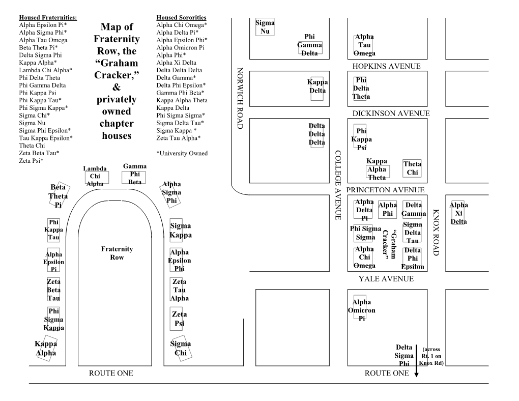 Map of Fraternity Row, the “Graham Cracker,”