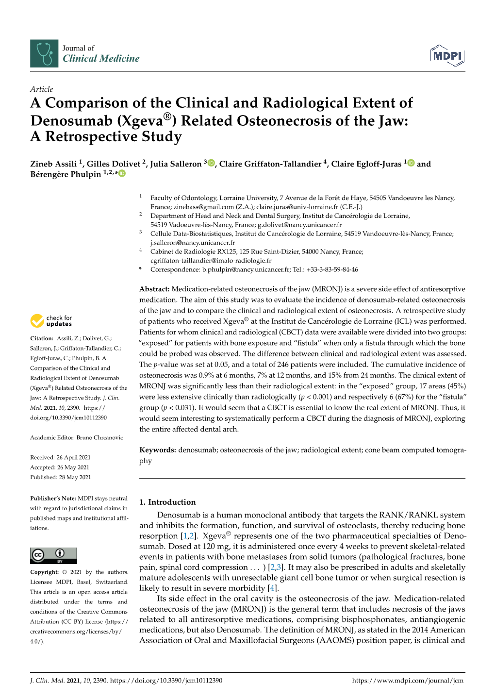 (Xgeva®) Related Osteonecrosis of the Jaw: a Retrospective Study