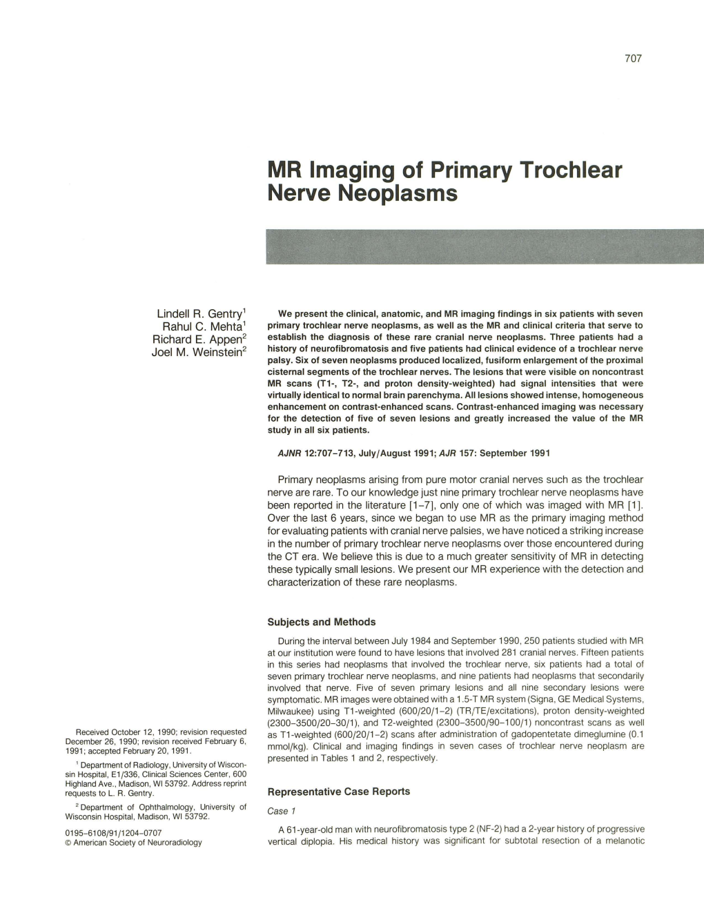 MR Imaging of Primary Trochlear Nerve Neoplasms