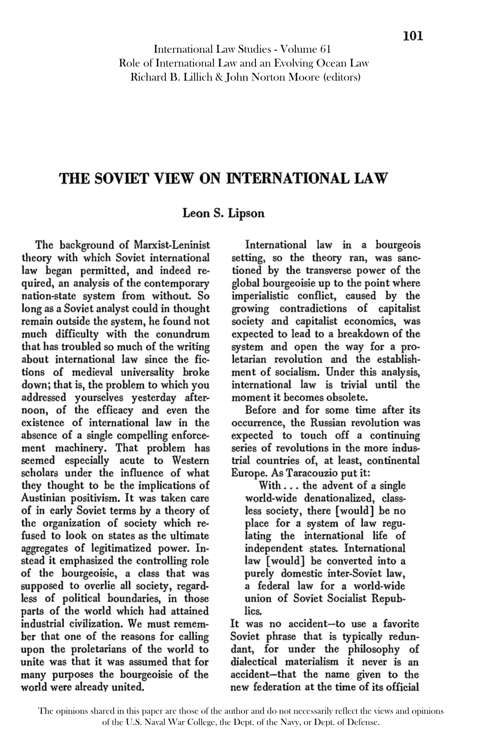 The Soviet View on International Law