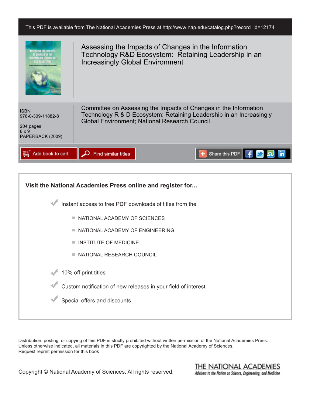 Assessing the Impacts of Changes in the Information Technology R&D Ecosystem: Retaining Leadership in an Increasingly Global Environment