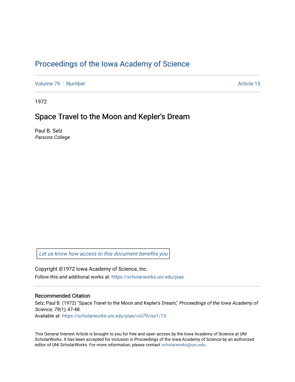 Space Travel to the Moon and Kepler's Dream