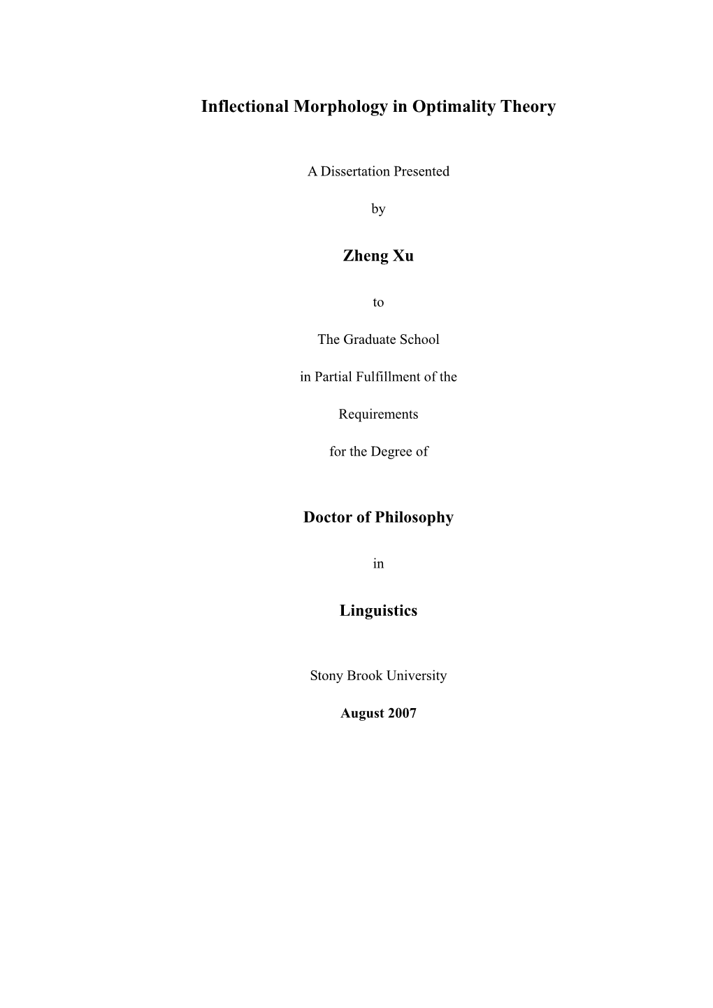 Inflectional Morphology in Optimality Theory