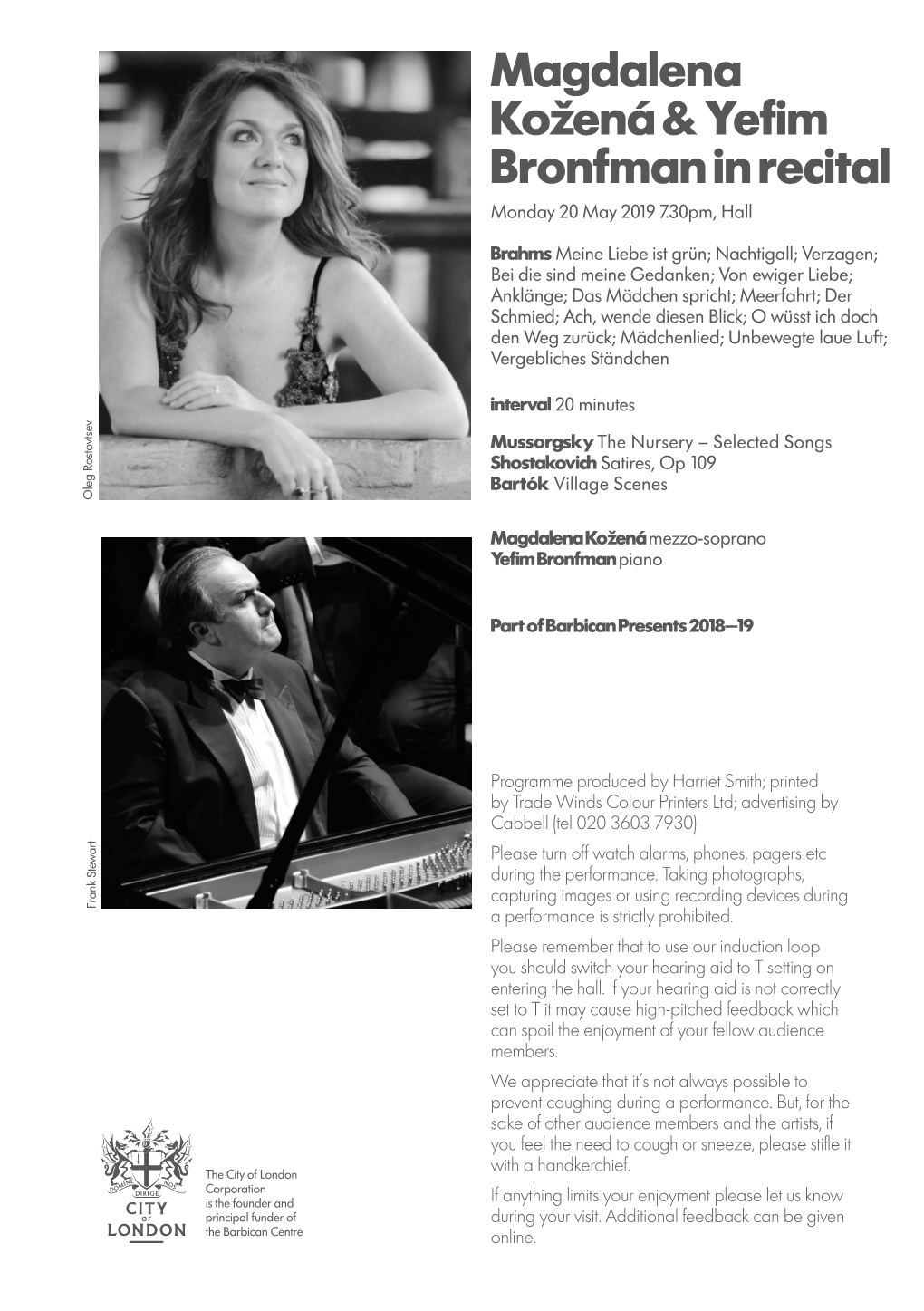 Magdalena Kozˇená & Yefim Bronfman in Recital