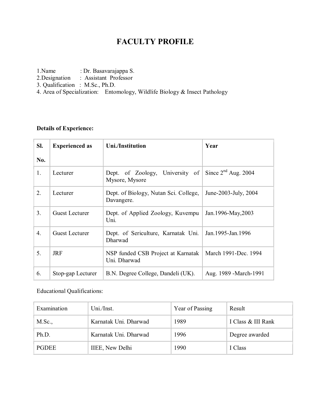 Faculty Profile