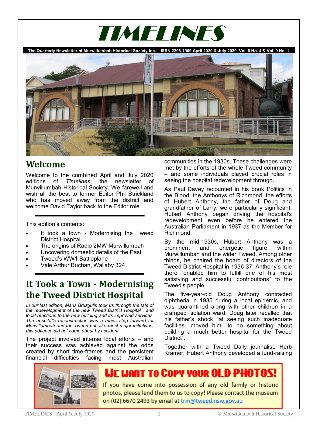 TIMELINES the Quarterly Newsletter of Murwillumbah Historical Society Inc