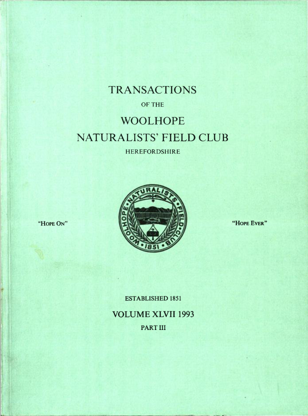 Transactions Woolhope Naturalists' Field Club