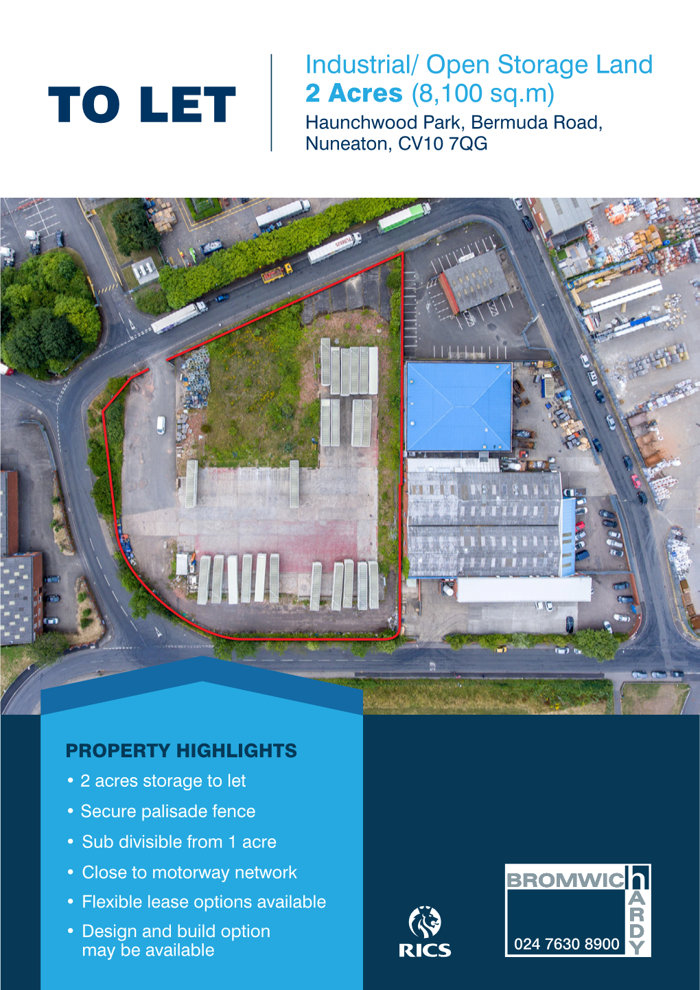 Industrial/ Open Storage Land 2 Acres (8,100 Sq.M) to LET Haunchwood Park, Bermuda Road, Nuneaton, CV10 7QG