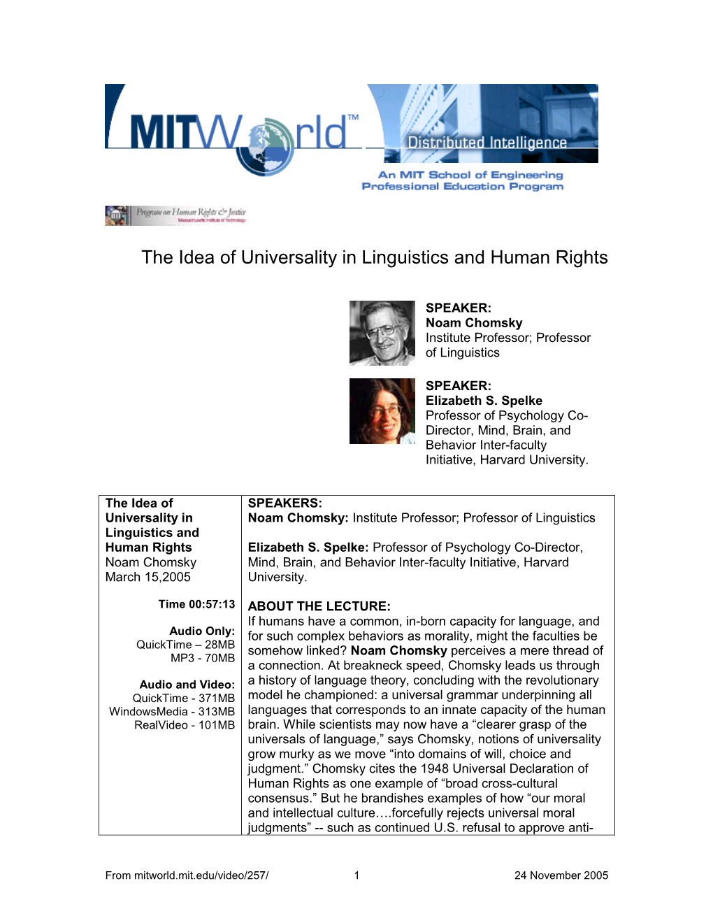 The Idea of Universality in Linguistics and Human Rights
