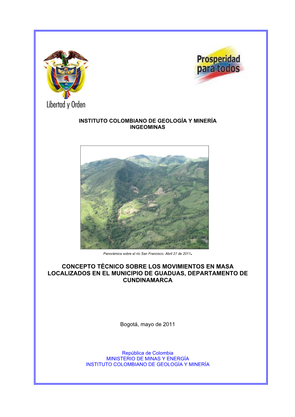 Concepto Técnico Sobre Los Movimientos En Masa Localizados En El Municipio De Guaduas, Departamento De Cundinamarca