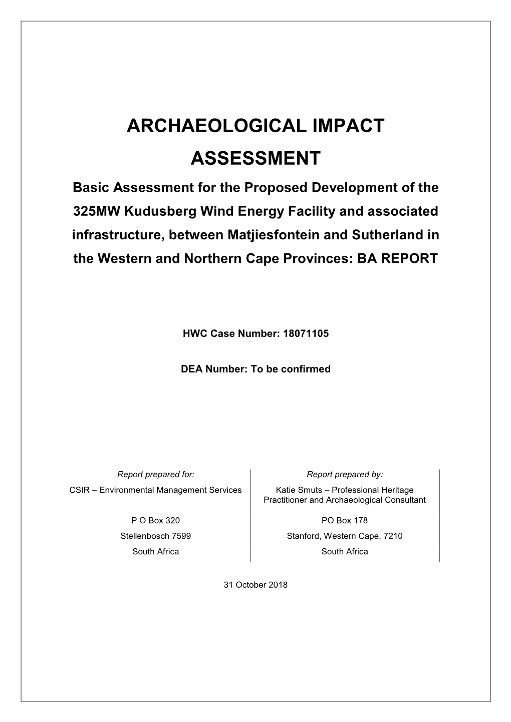 Archaeological Impact Assessment