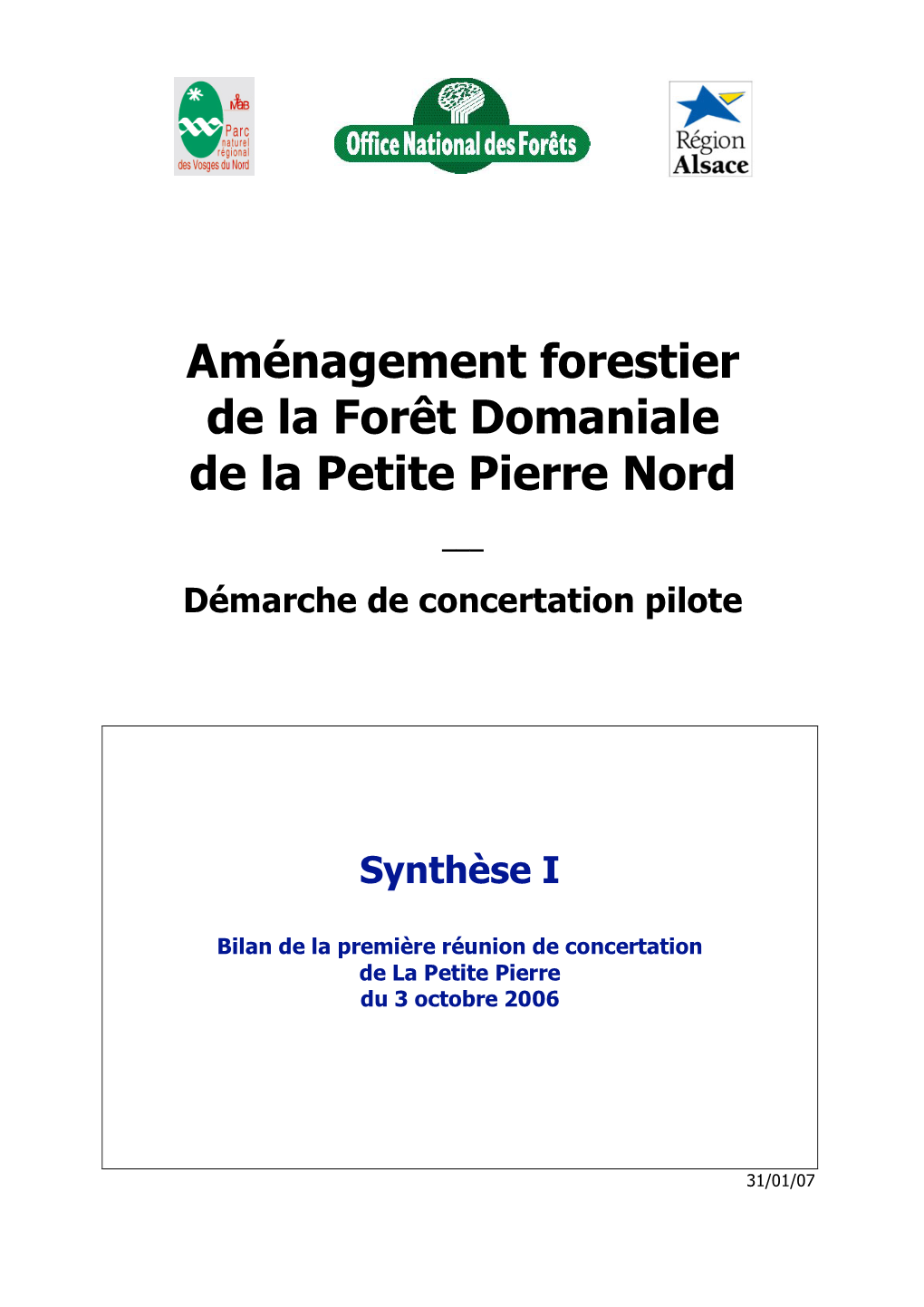 Aménagement Forestier De La Forêt Domaniale De La Petite Pierre Nord