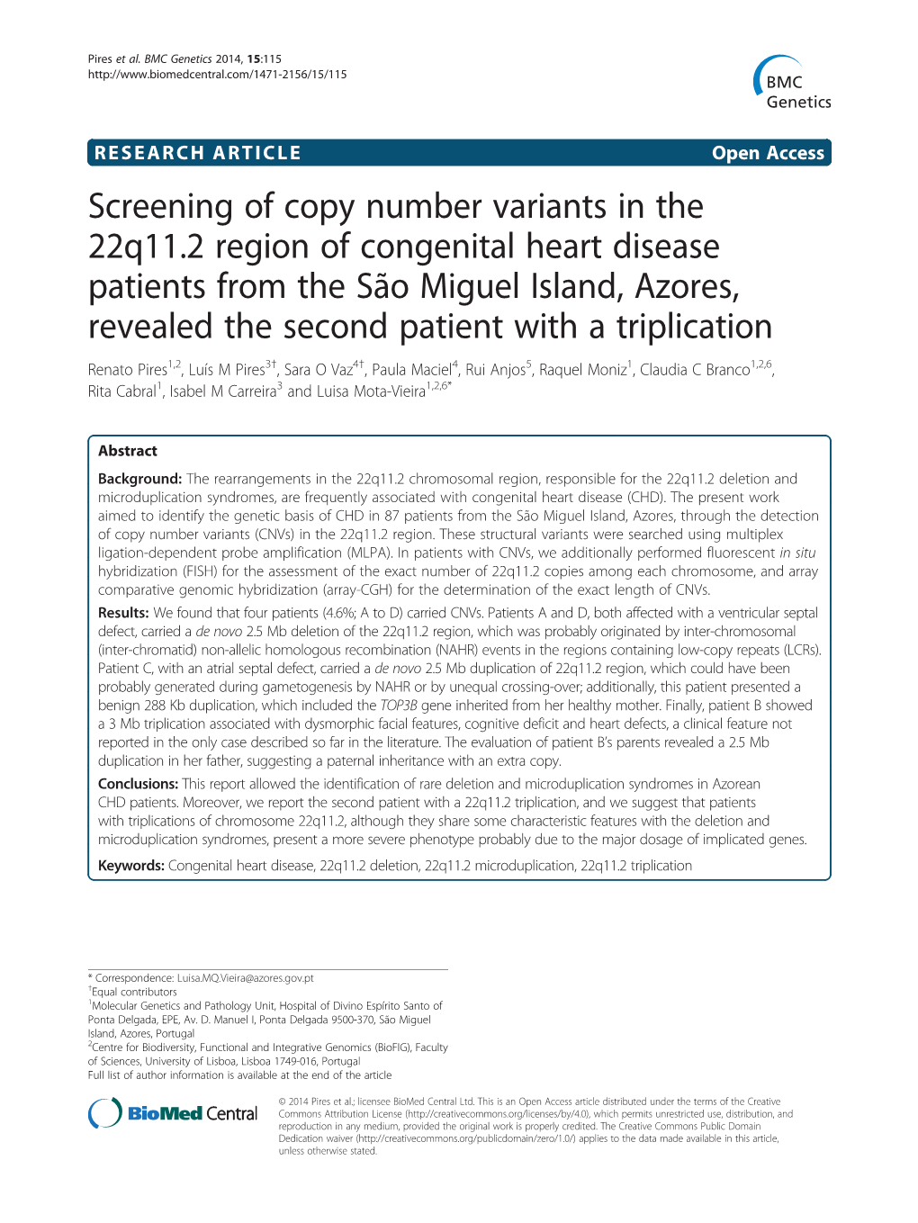 Screening of Copy Number Variants in the 22Q11.2 Region of Congenital