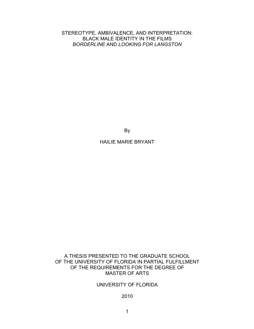 University of Florida Thesis Or Dissertation Formatting Template