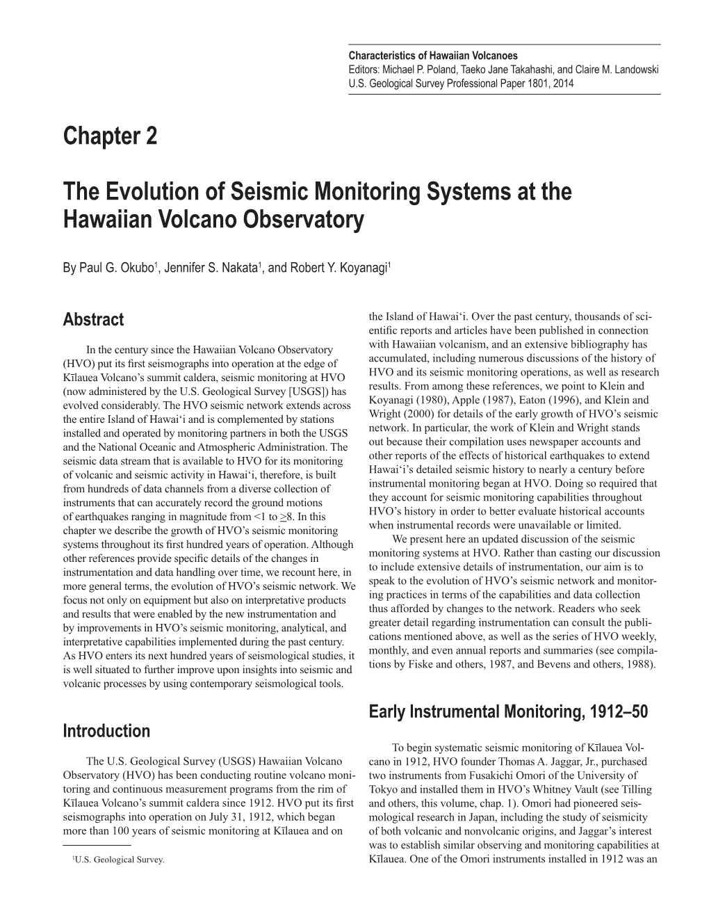 Chapter 2 the Evolution of Seismic Monitoring Systems at the Hawaiian Volcano Observatory