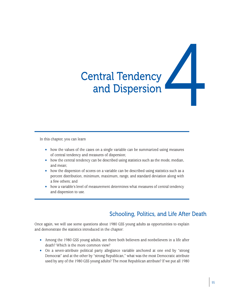 Chapter 4: Central Tendency and Dispersion