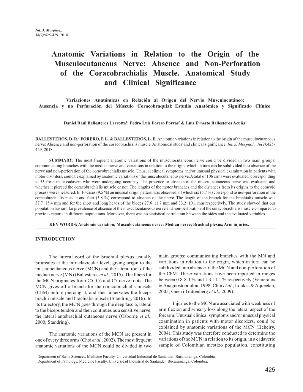 Anatomic Variations in Relation to the Origin of the Musculocutaneous Nerve: Absence and Non-Perforation of the Coracobrachialis Muscle