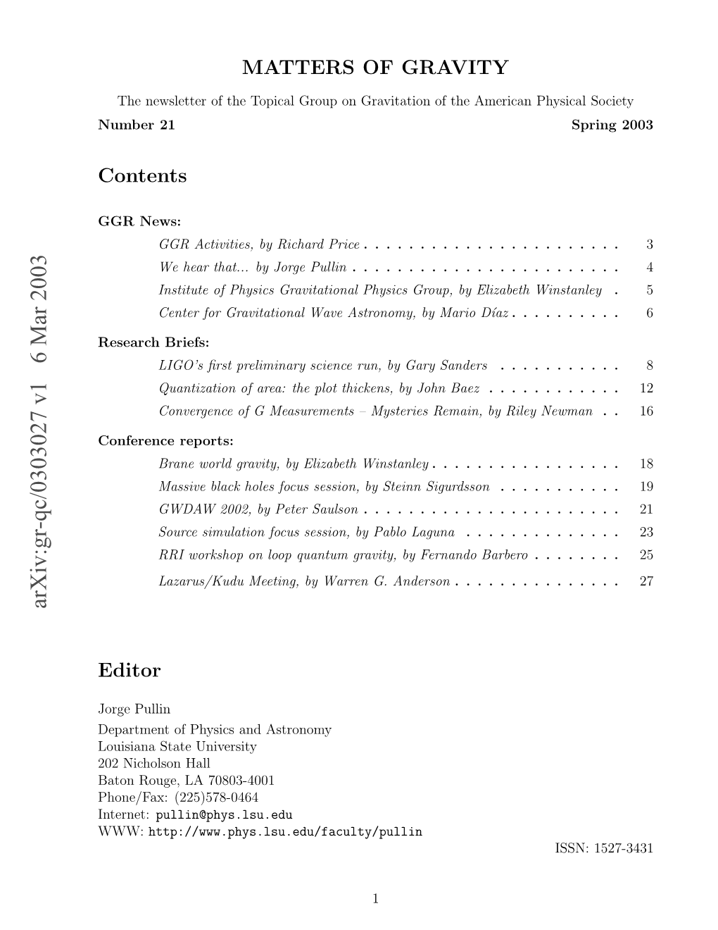 Arxiv:Gr-Qc/0303027 V1 6 Mar 2003